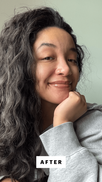 A selfie of Allure social media manager Bianca Richards after using the Paula's Choice 6 Mandelic Acid  2 Lactic Acid...